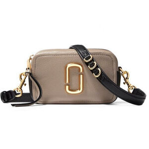 Marc Jacobs The Softshot 21 Leather Crossbody Bag Beige Black